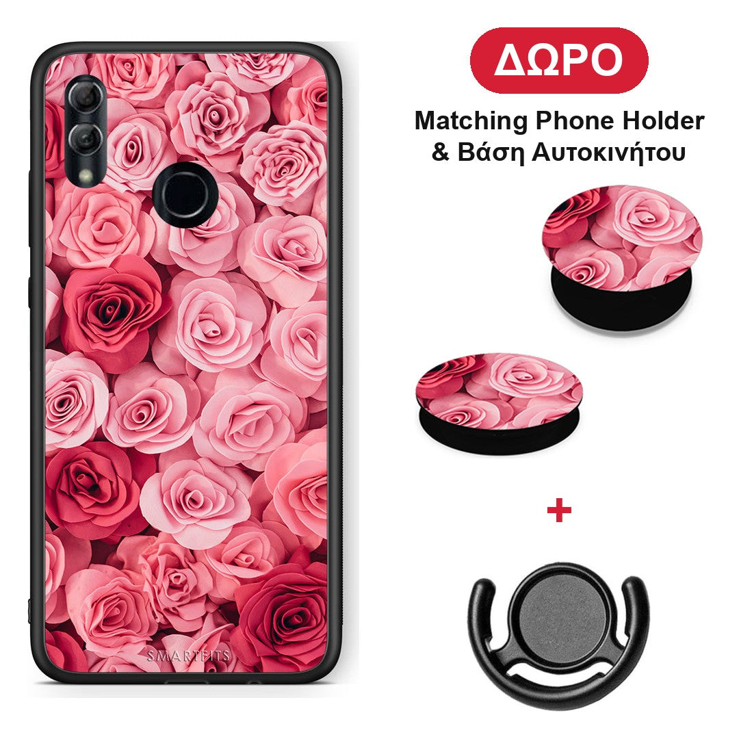 Valentine RoseGarden - Honor 10 Lite θήκη + Δώρο Phone Holder & Βάση Αυτοκινήτου