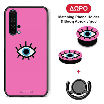 Blue Eye Pink - Honor 20 Pro θήκη + Δώρο Phone Holder & Βάση Αυτοκινήτου
