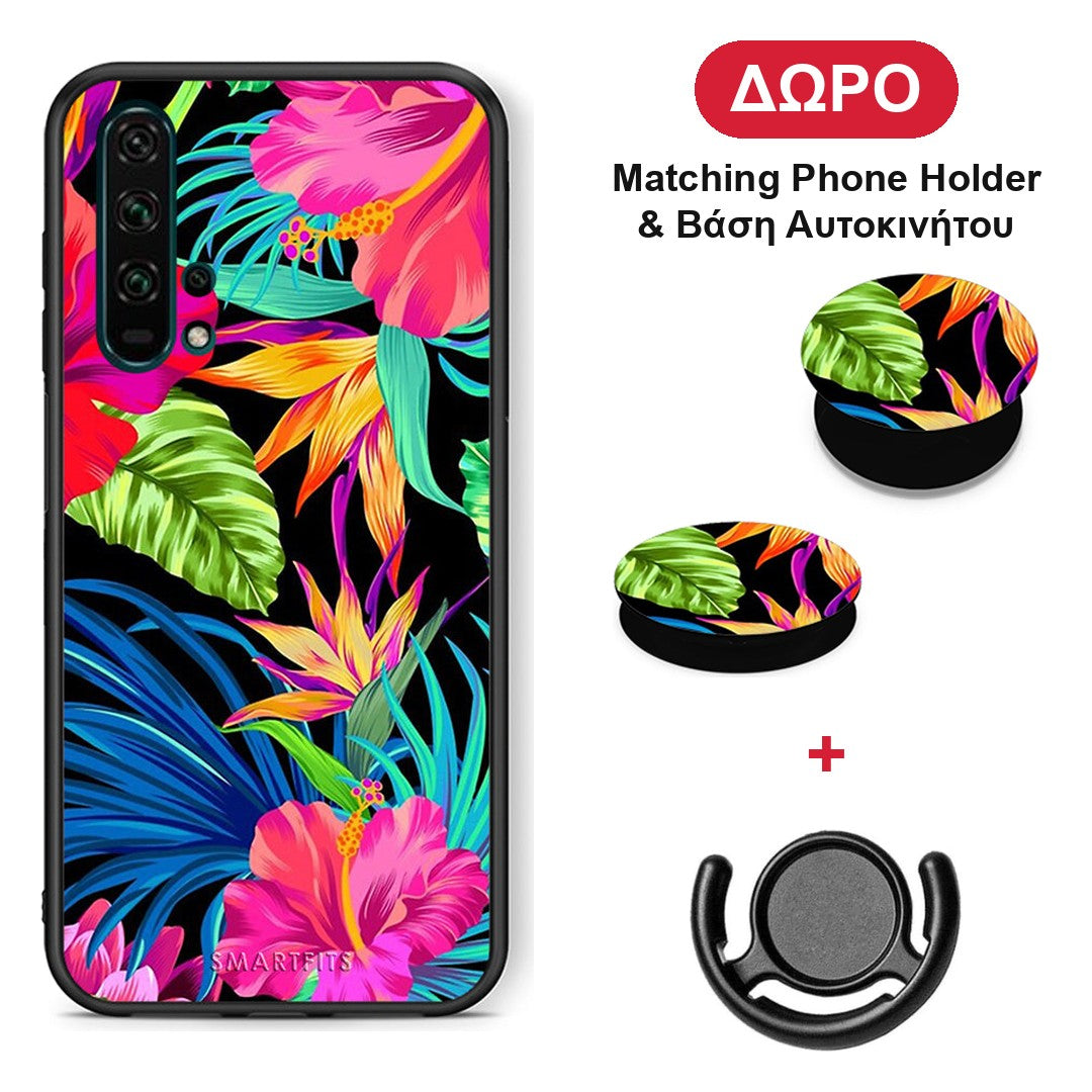 Tropical Flowers - Honor 20 Pro θήκη + Δώρο Phone Holder & Βάση Αυτοκινήτου