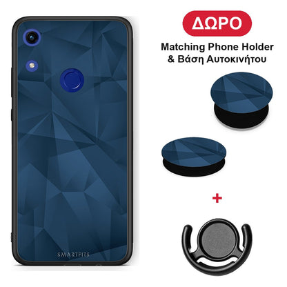 Geometric Blue Abstract - Honor 8A θήκη + Δώρο Phone Holder & Βάση Αυτοκινήτου