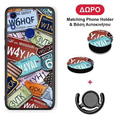 Car Plates - Honor 8A θήκη + Δώρο Phone Holder & Βάση Αυτοκινήτου