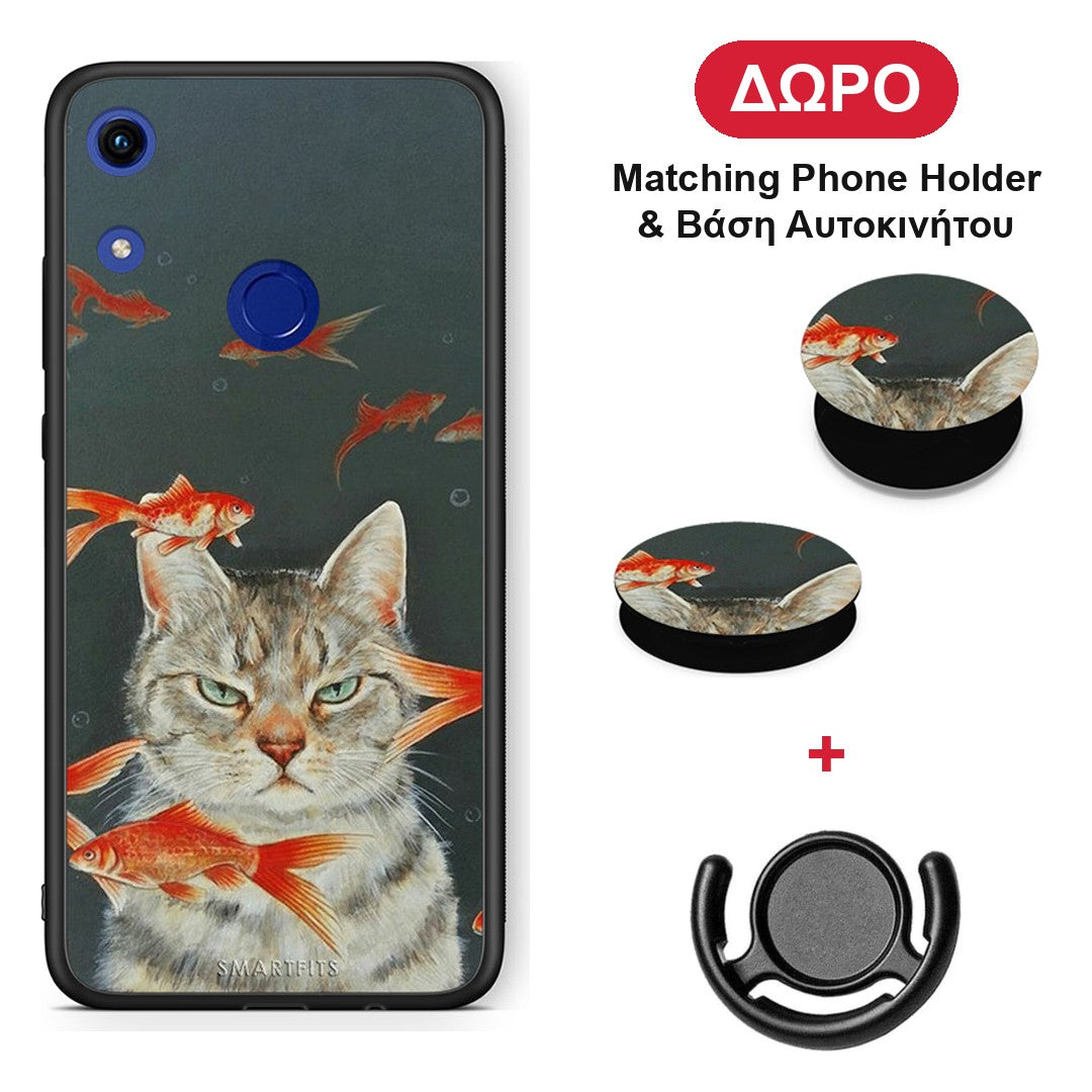 Cat Goldfish - Honor 8A θήκη + Δώρο Phone Holder & Βάση Αυτοκινήτου
