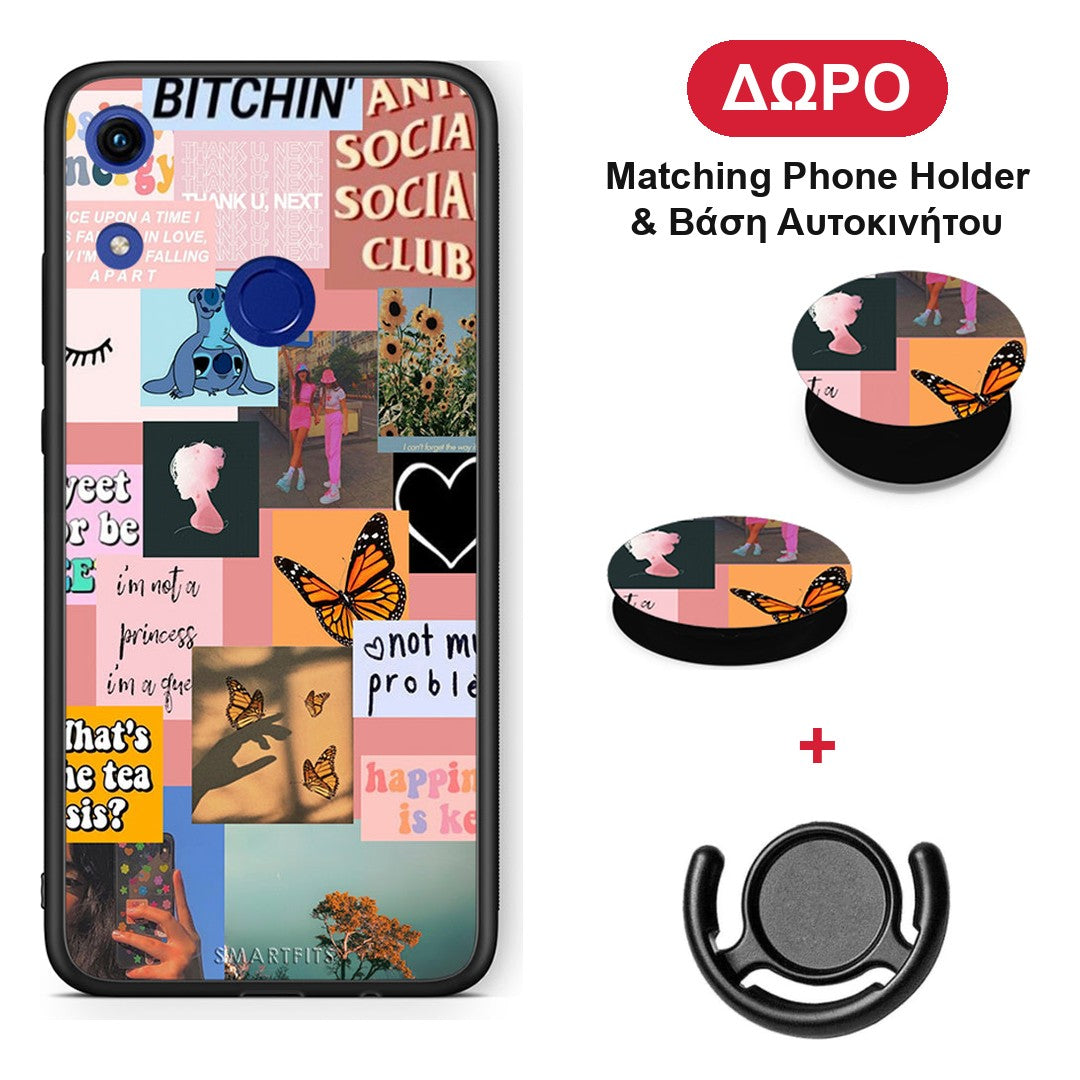 Collage Bitchin - Honor 8A θήκη + Δώρο Phone Holder & Βάση Αυτοκινήτου
