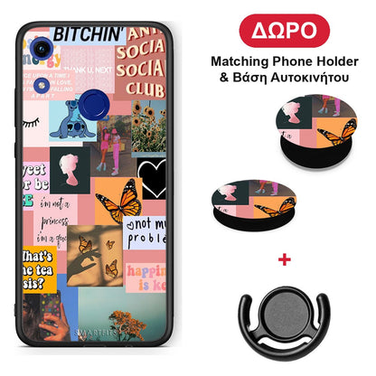 Collage Bitchin - Honor 8A θήκη + Δώρο Phone Holder & Βάση Αυτοκινήτου