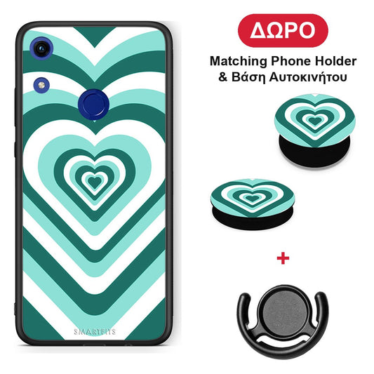 Green Hearts - Honor 8A θήκη + Δώρο Phone Holder & Βάση Αυτοκινήτου