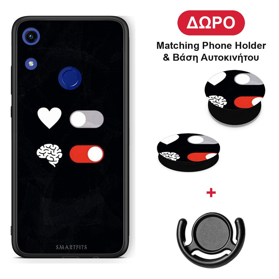 Heart Vs Brain - Honor 8A θήκη + Δώρο Phone Holder & Βάση Αυτοκινήτου