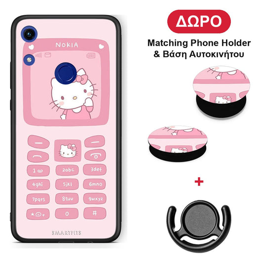 Hello Kitten - Honor 8A θήκη + Δώρο Phone Holder & Βάση Αυτοκινήτου