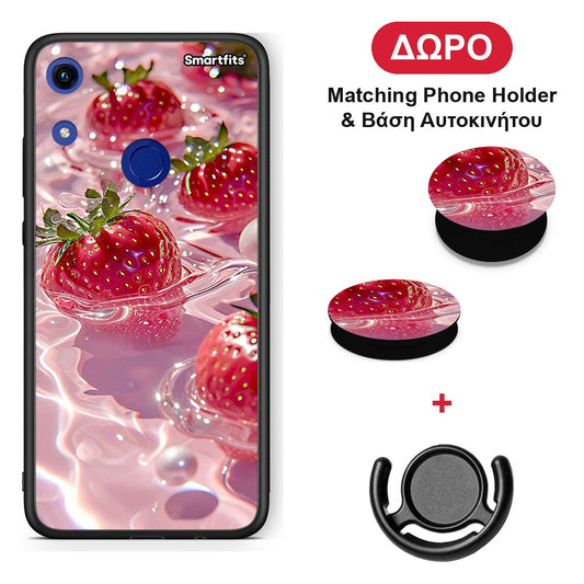 Juicy Strawberries - Honor 8A θήκη + Δώρο Phone Holder & Βάση Αυτοκινήτου