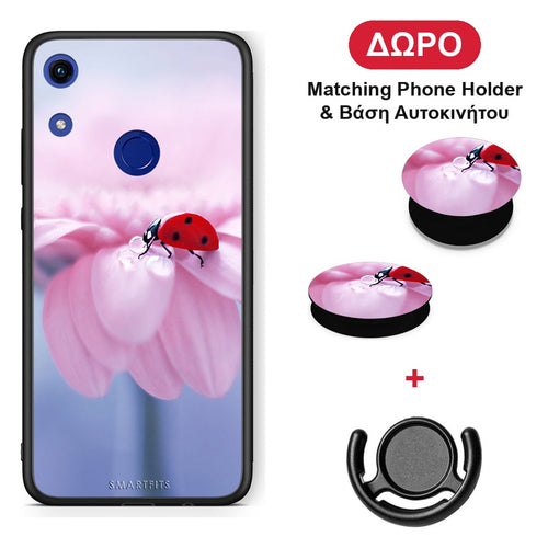 Ladybug Flower - Honor 8A θήκη + Δώρο Phone Holder & Βάση Αυτοκινήτου