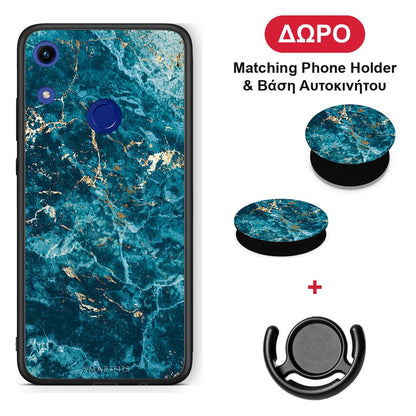 Marble Blue - Honor 8A θήκη + Δώρο Phone Holder & Βάση Αυτοκινήτου