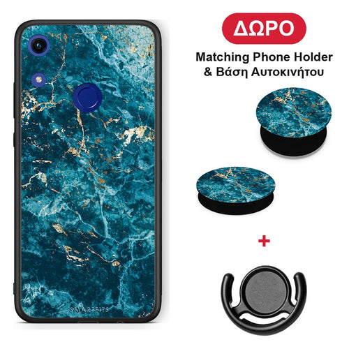 Marble Blue - Honor 8A θήκη + Δώρο Phone Holder & Βάση Αυτοκινήτου