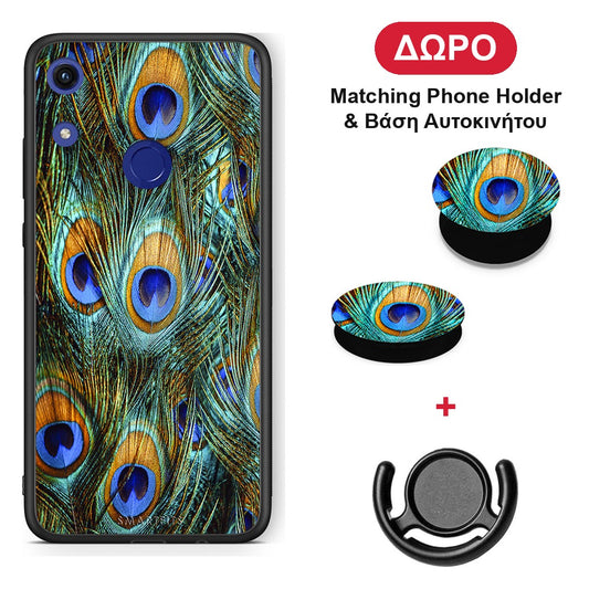 Real Peacock Feathers - Honor 8A θήκη + Δώρο Phone Holder & Βάση Αυτοκινήτου