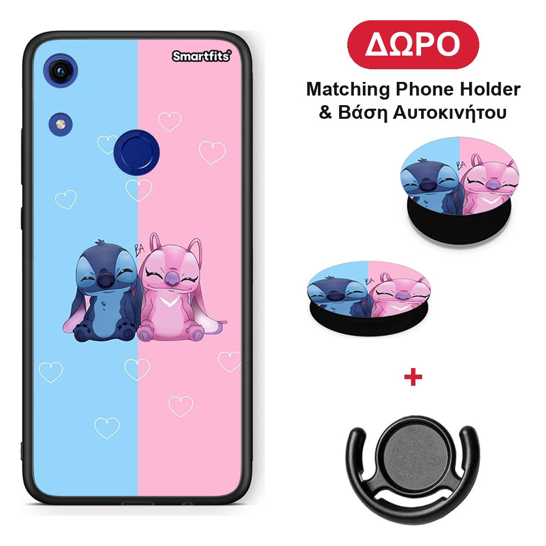 Stitch And Angel - Honor 8A θήκη + Δώρο Phone Holder & Βάση Αυτοκινήτου