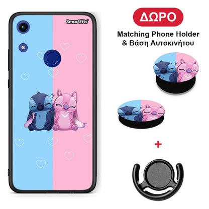 Stitch And Angel - Honor 8A θήκη + Δώρο Phone Holder & Βάση Αυτοκινήτου