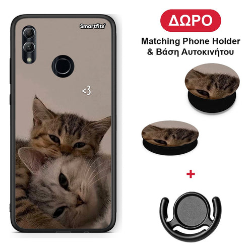 Cats In Love - Honor 8x θήκη + Δώρο Phone Holder & Βάση Αυτοκινήτου