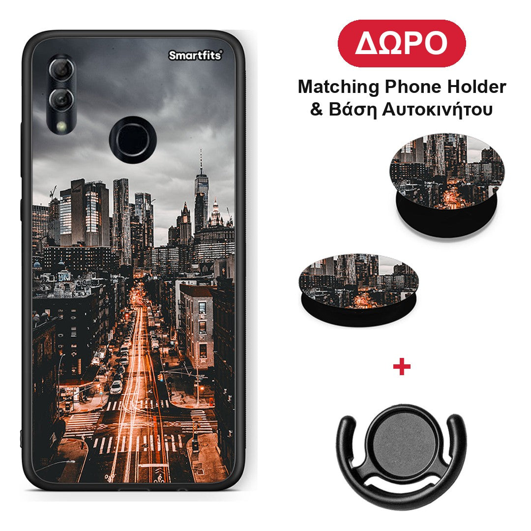 City Lights - Honor 8x θήκη + Δώρο Phone Holder & Βάση Αυτοκινήτου