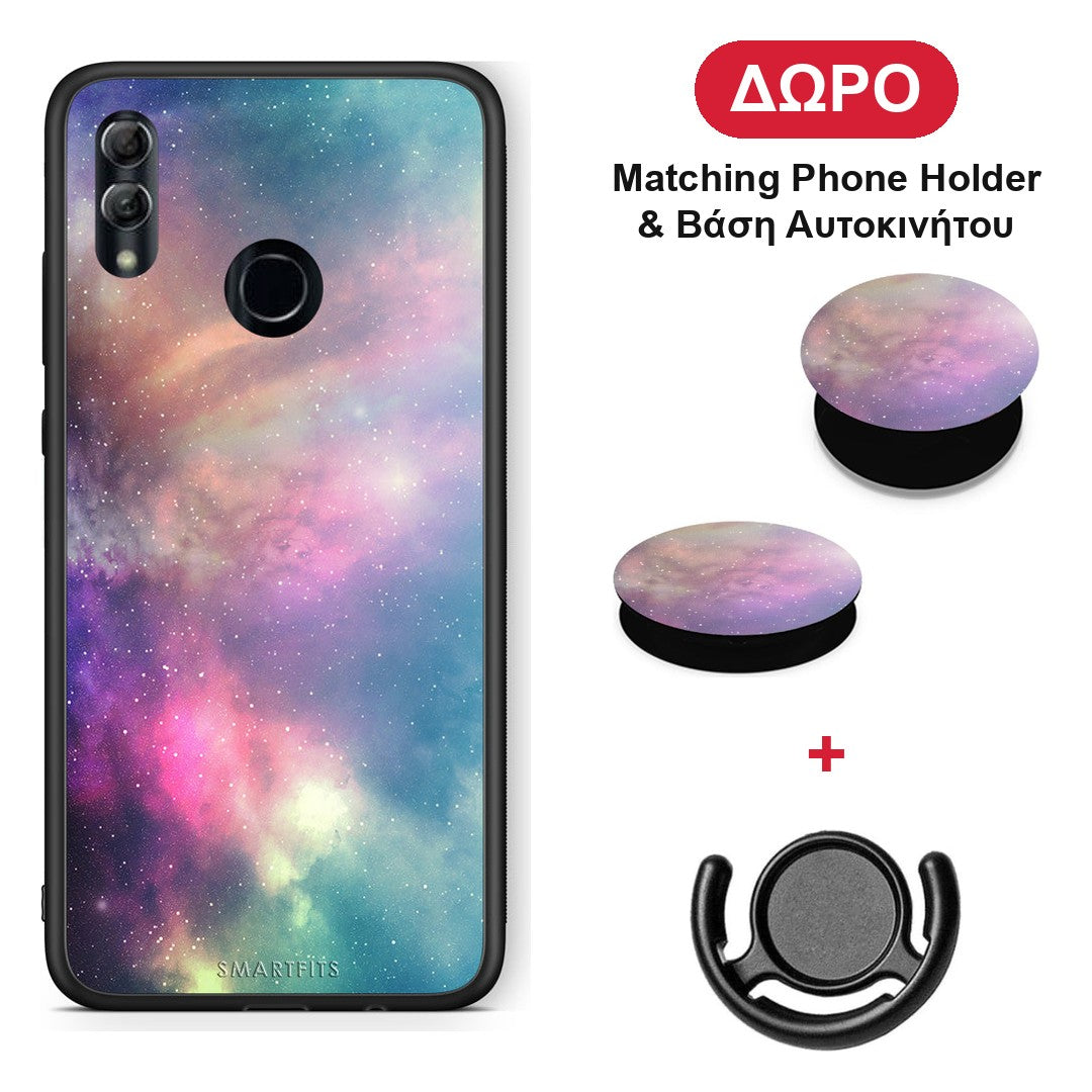 Galactic Rainbow - Honor 8x θήκη + Δώρο Phone Holder & Βάση Αυτοκινήτου