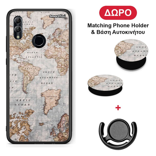 World Map - Honor 8x θήκη + Δώρο Phone Holder & Βάση Αυτοκινήτου