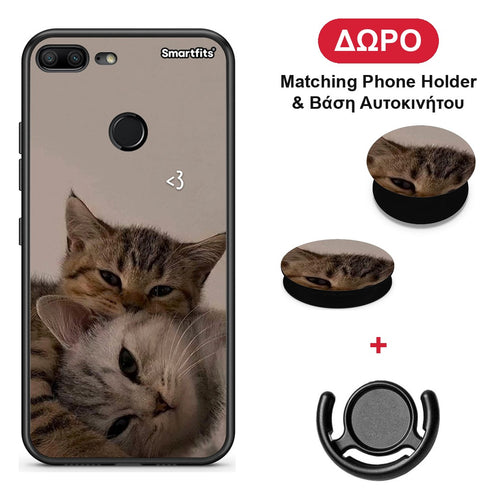 Cats In Love - Honor 9 Lite θήκη + Δώρο Phone Holder & Βάση Αυτοκινήτου