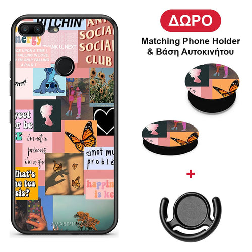 Collage Bitchin - Honor 9 Lite θήκη + Δώρο Phone Holder & Βάση Αυτοκινήτου