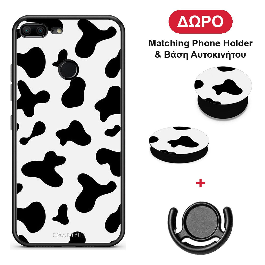 Cow Print - Honor 9 Lite θήκη + Δώρο Phone Holder & Βάση Αυτοκινήτου