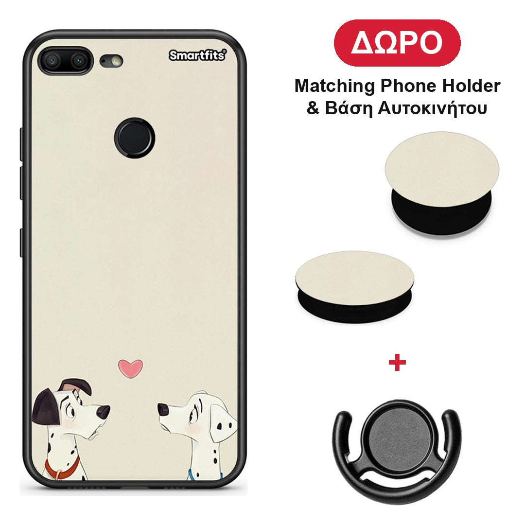 Dalmatians Love - Honor 9 Lite θήκη + Δώρο Phone Holder & Βάση Αυτοκινήτου