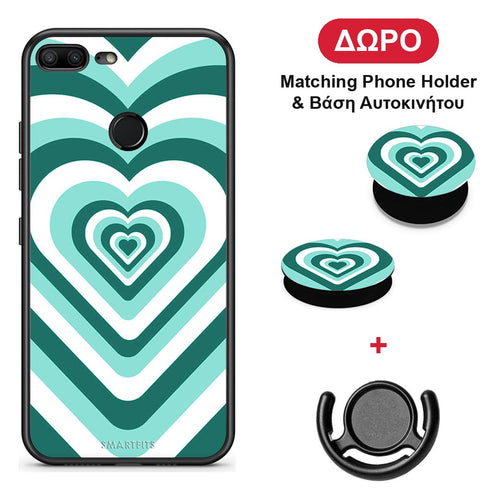 Green Hearts - Honor 9 Lite θήκη + Δώρο Phone Holder & Βάση Αυτοκινήτου