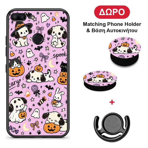 Halloween Puppies and Friends on Lilac - Honor 9 Lite θήκη + Δώρο Phone Holder & Βάση Αυτοκινήτου