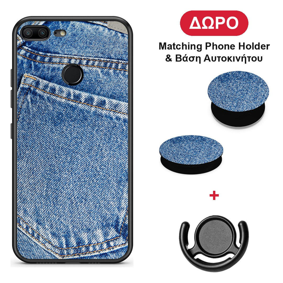 Jeans Pocket - Honor 9 Lite θήκη + Δώρο Phone Holder & Βάση Αυτοκινήτου