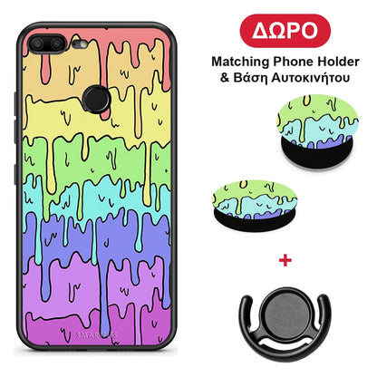 Melting Rainbow - Honor 9 Lite θήκη + Δώρο Phone Holder & Βάση Αυτοκινήτου