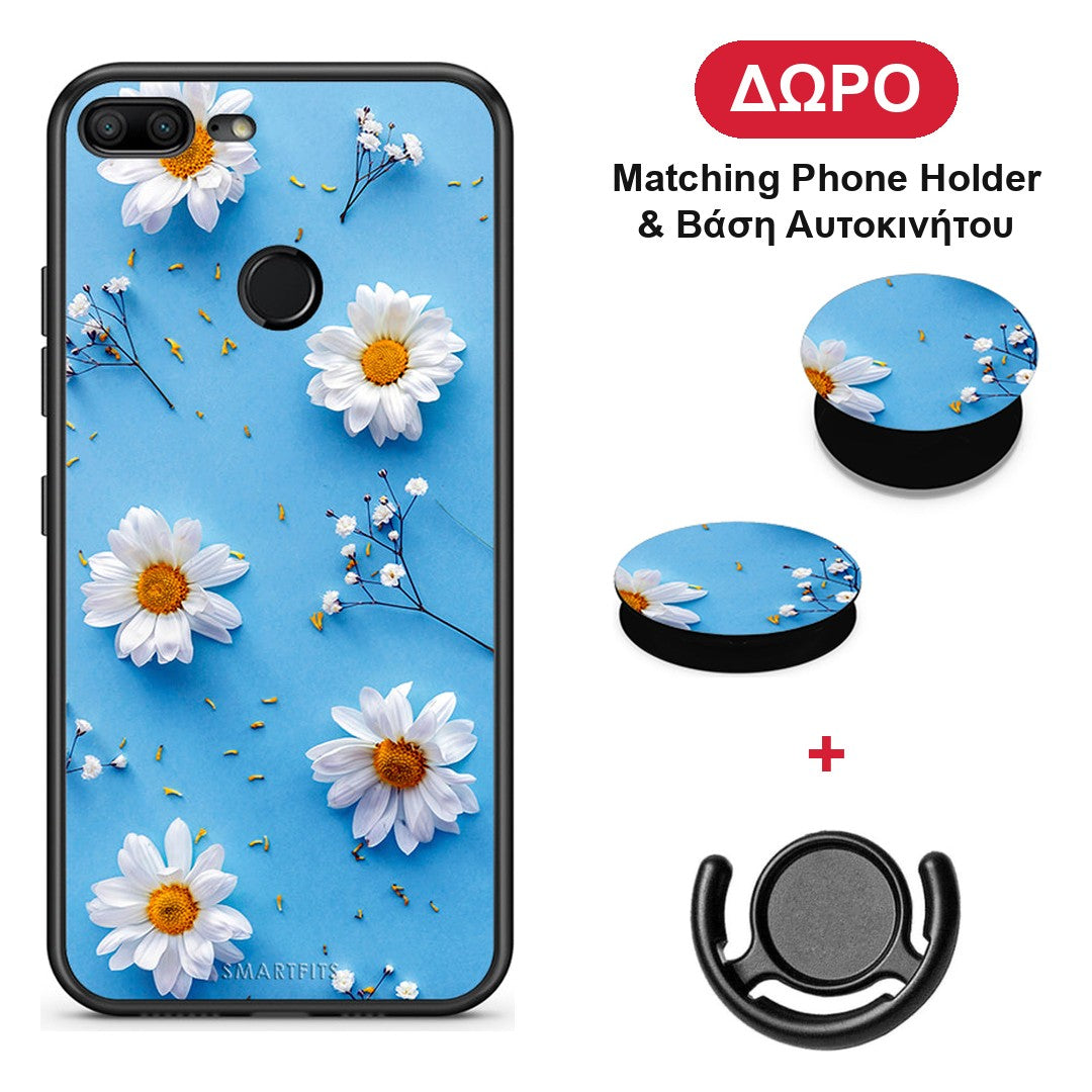 Real Daisies - Honor 9 Lite θήκη + Δώρο Phone Holder & Βάση Αυτοκινήτου
