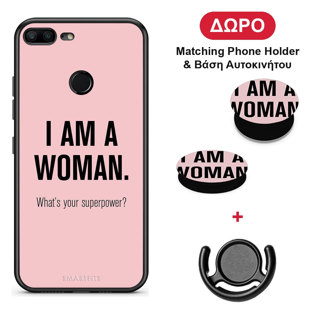 Superpower Woman - Honor 9 Lite θήκη + Δώρο Phone Holder & Βάση Αυτοκινήτου