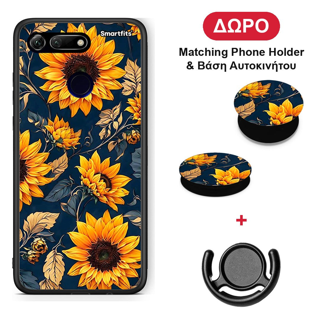 Autumn Sunflowers - Honor View 20 θήκη + Δώρο Phone Holder & Βάση Αυτοκινήτου