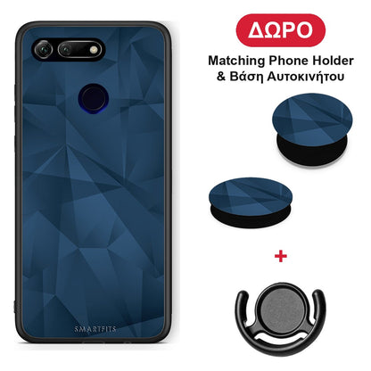 Geometric Blue Abstract - Honor View 20 θήκη + Δώρο Phone Holder & Βάση Αυτοκινήτου