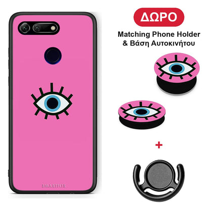Blue Eye Pink - Honor View 20 θήκη + Δώρο Phone Holder & Βάση Αυτοκινήτου