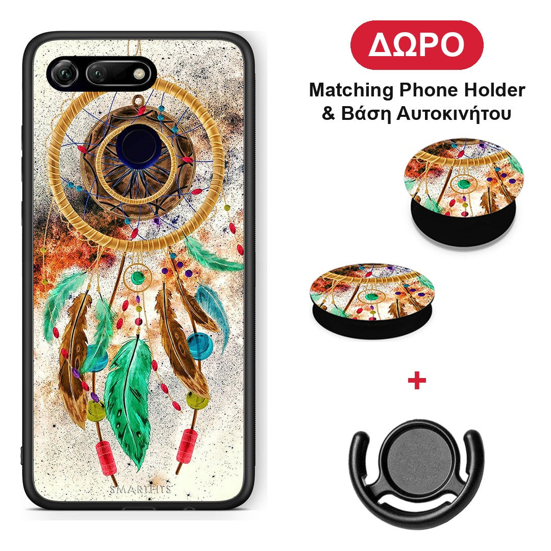Boho DreamCatcher - Honor View 20 θήκη + Δώρο Phone Holder & Βάση Αυτοκινήτου