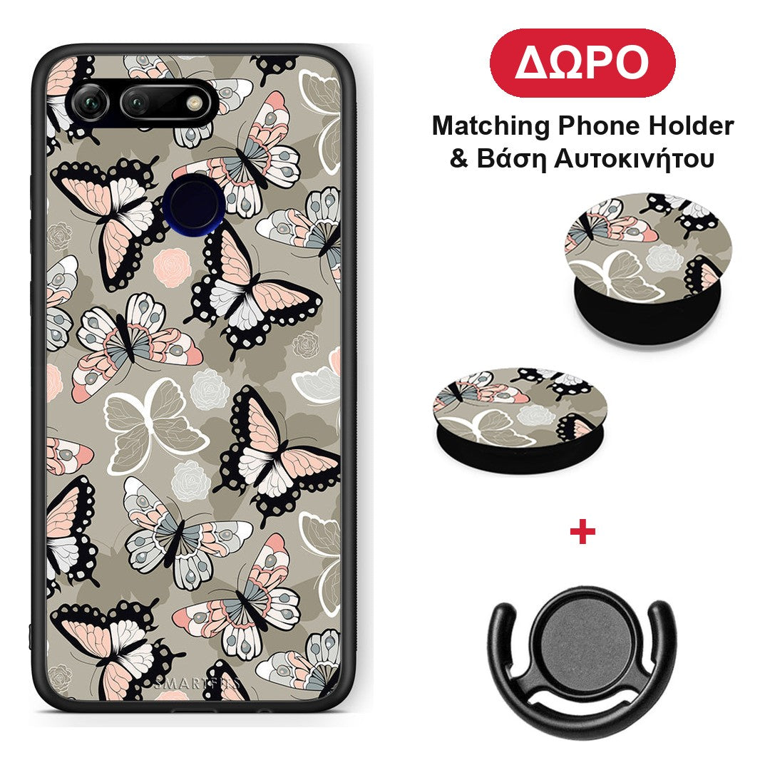 Boho Butterflies - Honor View 20 θήκη + Δώρο Phone Holder & Βάση Αυτοκινήτου