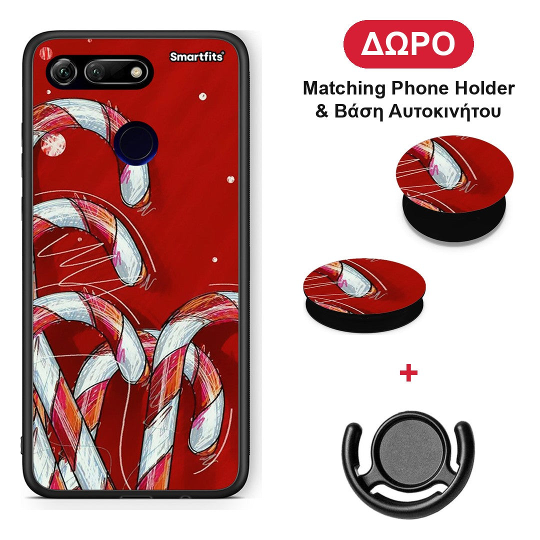 Candy Cane - Honor View 20 θήκη + Δώρο Phone Holder & Βάση Αυτοκινήτου