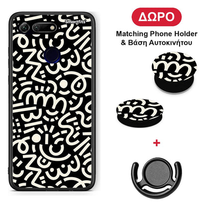 Doodle Art - Honor View 20 θήκη + Δώρο Phone Holder & Βάση Αυτοκινήτου