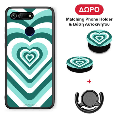 Green Hearts - Honor View 20 θήκη + Δώρο Phone Holder & Βάση Αυτοκινήτου