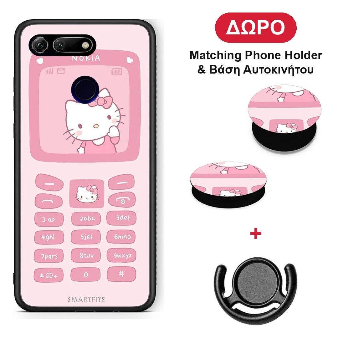 Hello Kitten - Honor View 20 θήκη + Δώρο Phone Holder & Βάση Αυτοκινήτου