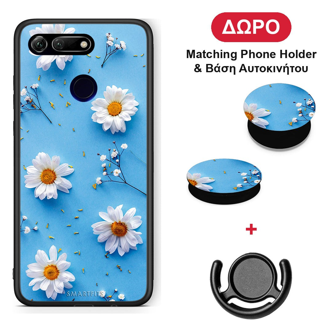 Real Daisies - Honor View 20 θήκη + Δώρο Phone Holder & Βάση Αυτοκινήτου