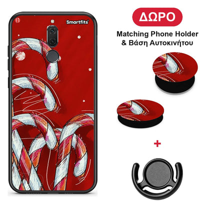 Candy Cane - Huawei Mate 10 Lite θήκη + Δώρο Phone Holder & Βάση Αυτοκινήτου