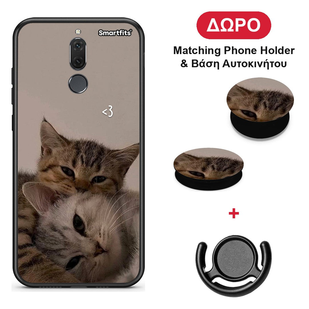 Cats In Love - Huawei Mate 10 Lite θήκη + Δώρο Phone Holder & Βάση Αυτοκινήτου