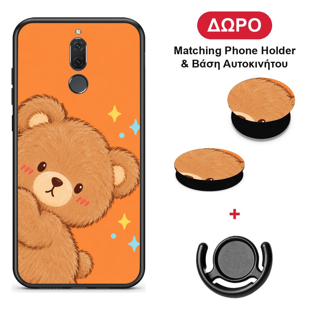 Peekaboo Teddy on Orange - Huawei Mate 10 Lite θήκη + Δώρο Phone Holder & Βάση Αυτοκινήτου
