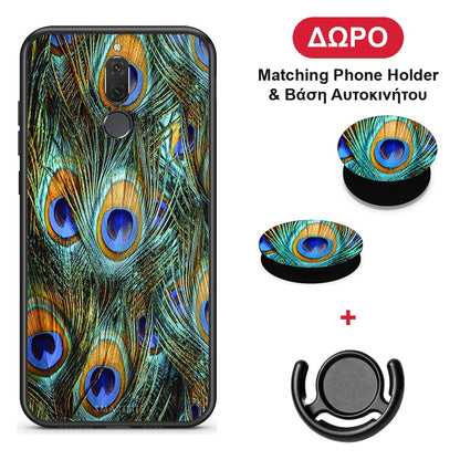 Real Peacock Feathers - Huawei Mate 10 Lite θήκη + Δώρο Phone Holder & Βάση Αυτοκινήτου