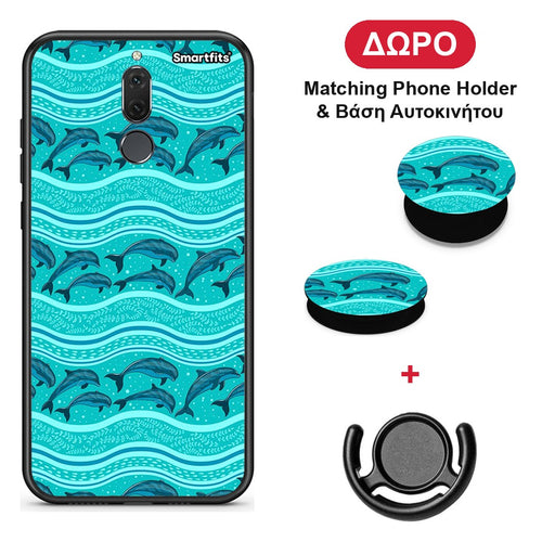 Swimming Dolphins - Huawei Mate 10 Lite θήκη + Δώρο Phone Holder & Βάση Αυτοκινήτου