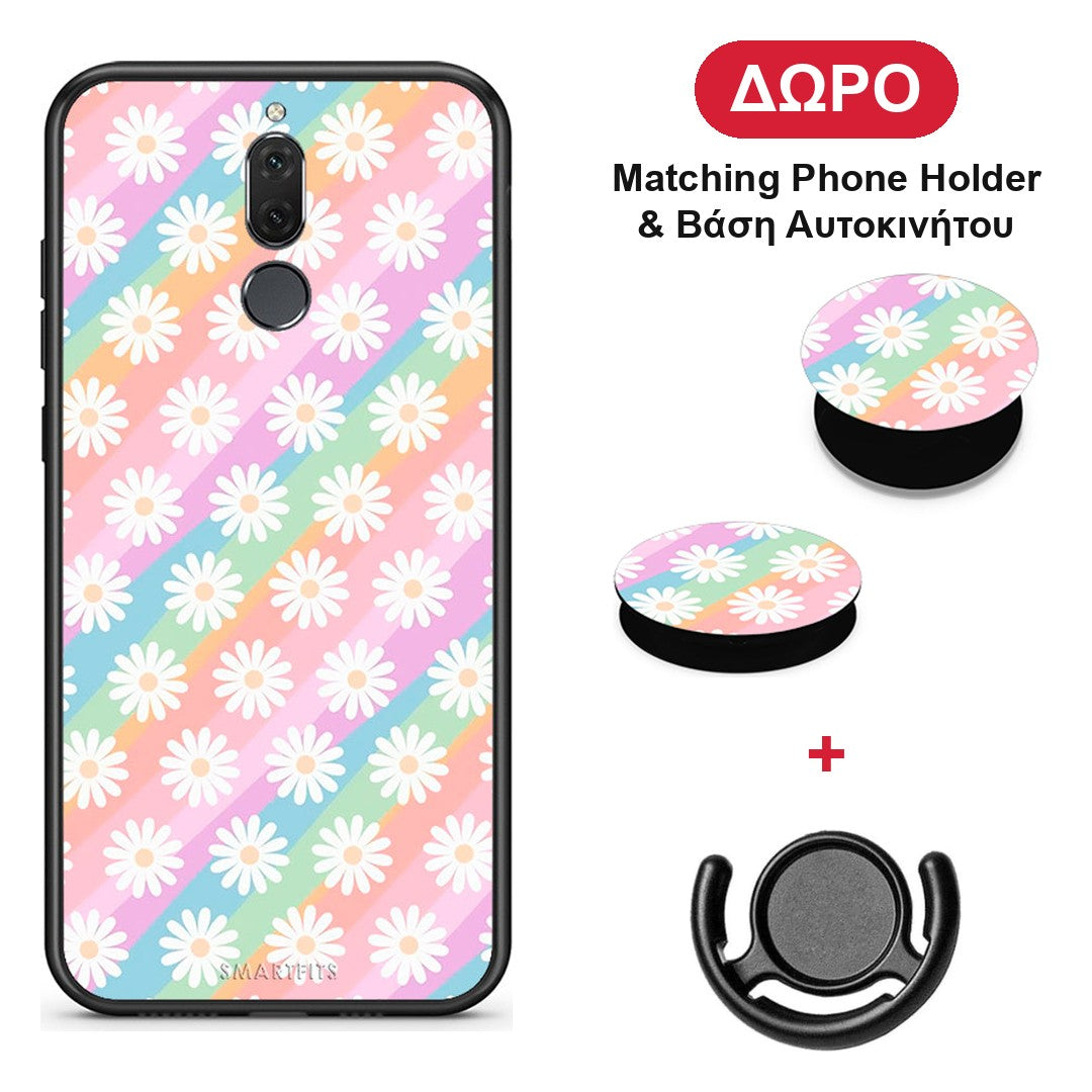 White Daisies - Huawei Mate 10 Lite θήκη + Δώρο Phone Holder & Βάση Αυτοκινήτου