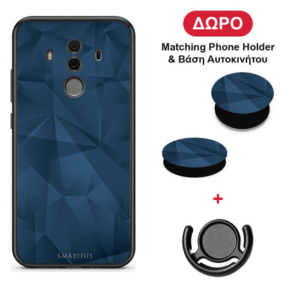 Geometric Blue Abstract - Huawei Mate 10 Pro θήκη + Δώρο Phone Holder & Βάση Αυτοκινήτου