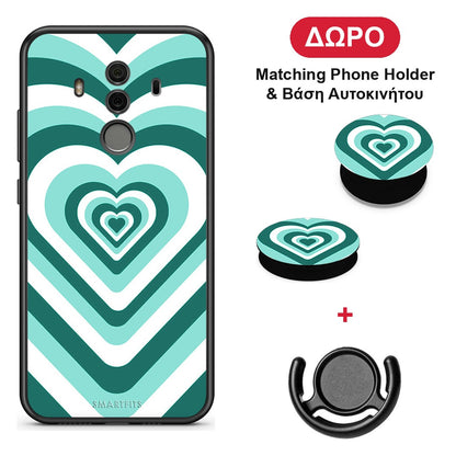 Green Hearts - Huawei Mate 10 Pro θήκη + Δώρο Phone Holder & Βάση Αυτοκινήτου